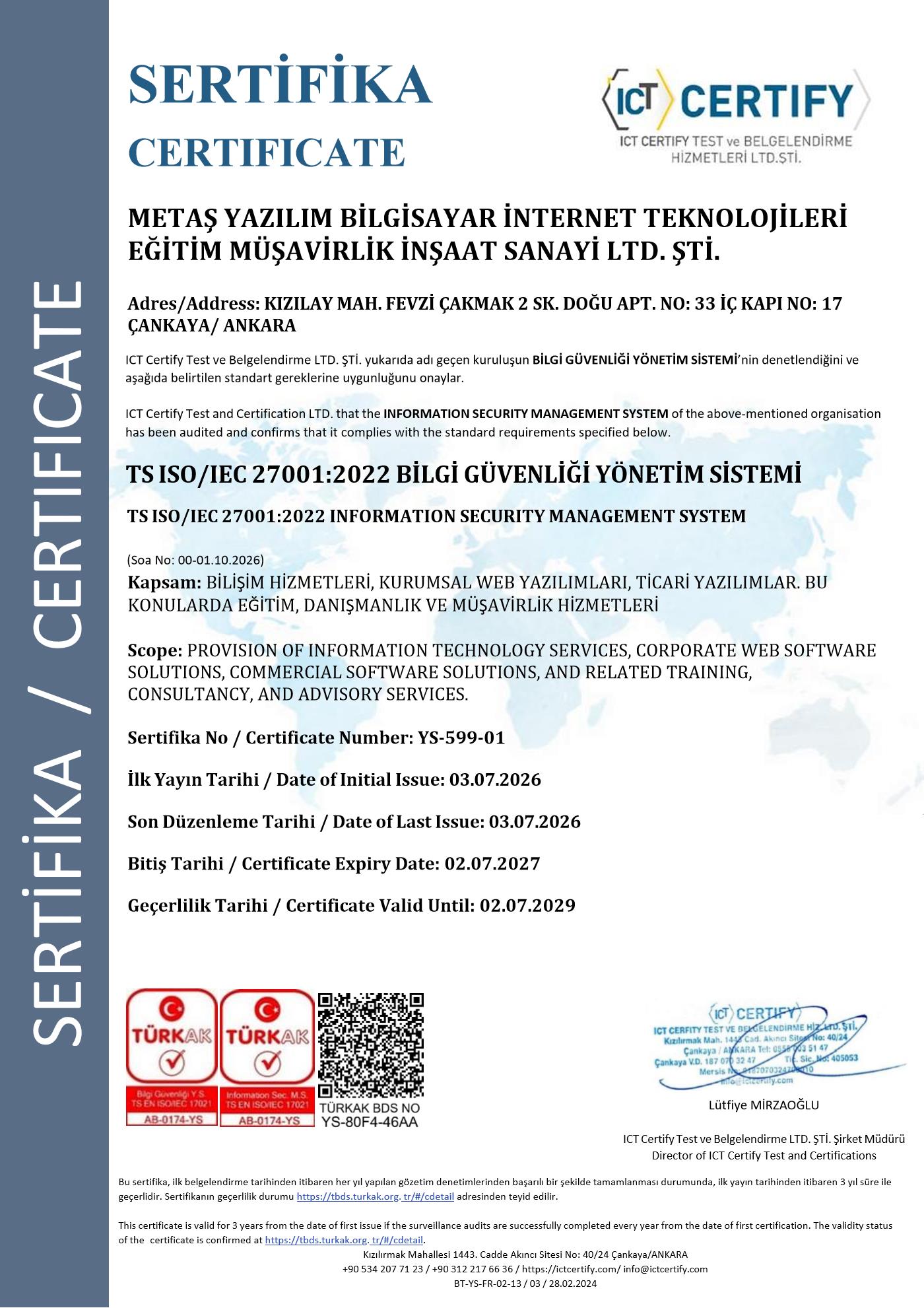ISO 27001 Belgesi